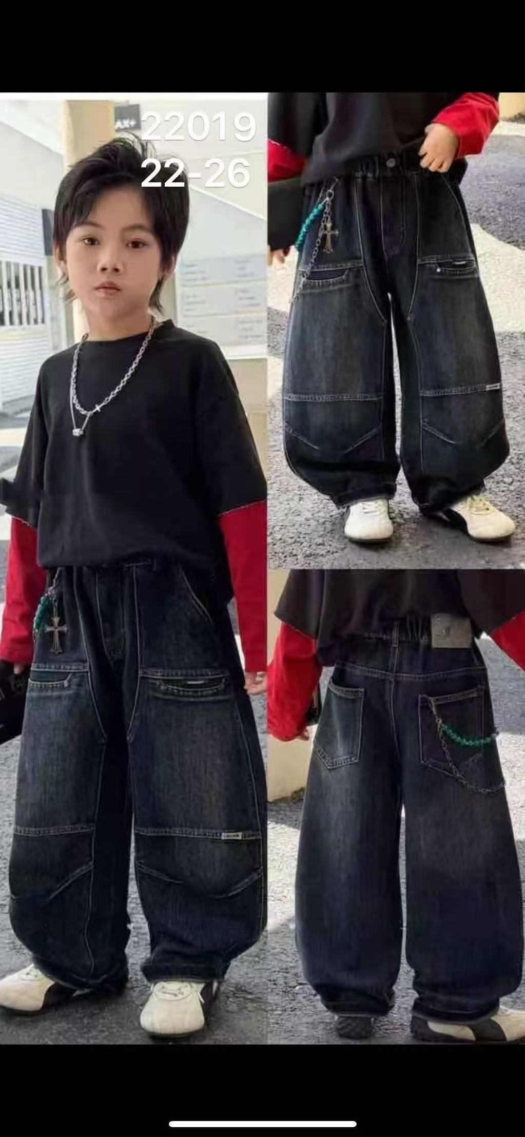 22019 男童秋款牛仔阔腿裤