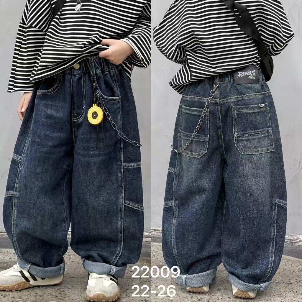 22009 男童复古深蓝牛仔阔腿裤